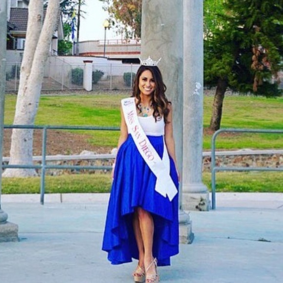 ROYAL BLUE high low soft skirt. GREAT QUALITY - Picture 2 of 2